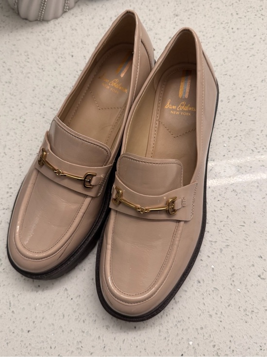 Sam Edelman Shoes - Sam Edelman Nude Beige Leather Loafers with Gold Bit